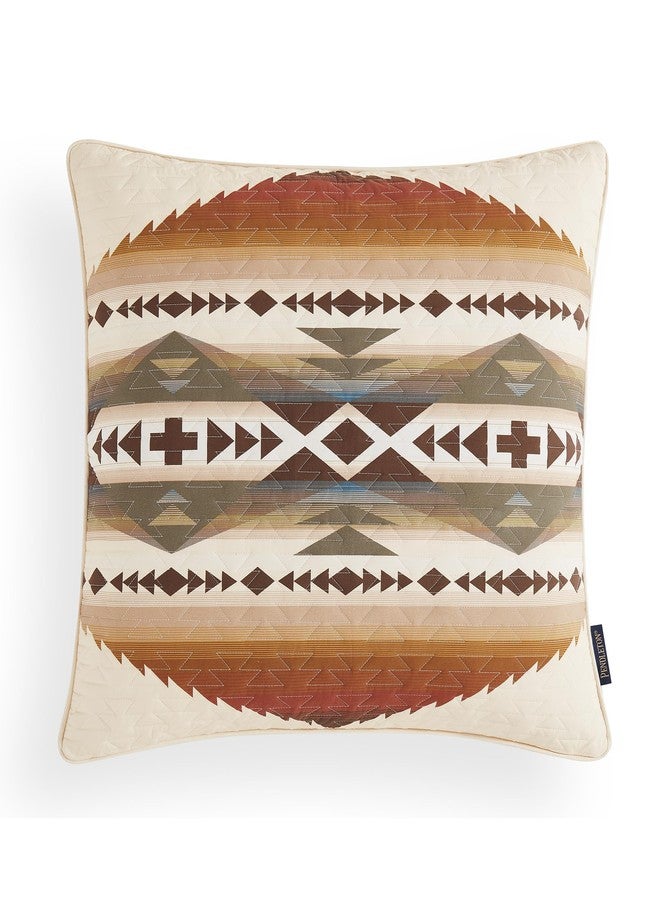 Pendleton Solstice Canyon Euro Decorative Pillow - 26" x 26" Woven Cotton in Sandshell, Removable Cover, Plush Insert Included - Luxurious, Nature-Inspired Accent Pillow for Any Room Decor - Image 1