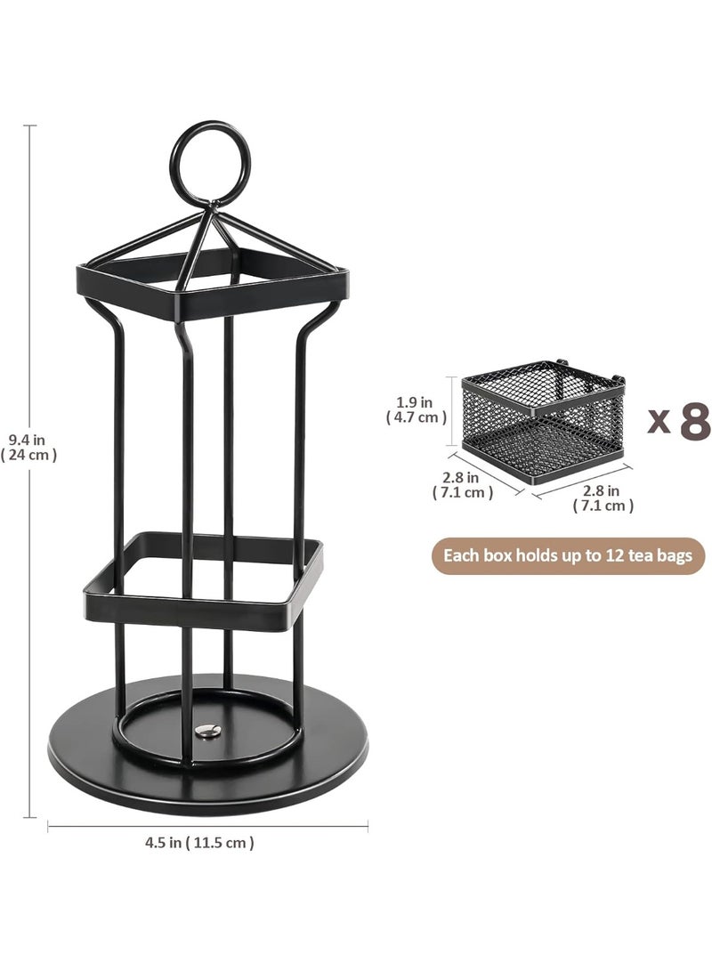 DUNISO Tea Bag Organizer，2 Tier Rotating Tea Bag Organiser, Removable Tea Box with 8 Compartments Tea Bag Holder，Space Saving，for Kitchen Counter, Countertop, Cabinet - Image 5