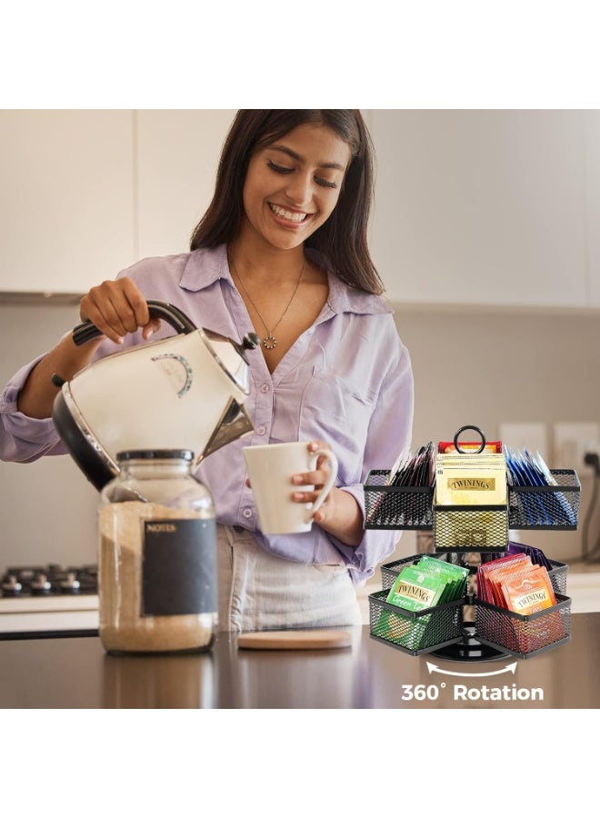DUNISO Tea Bag Organizer，2 Tier Rotating Tea Bag Organiser, Removable Tea Box with 8 Compartments Tea Bag Holder，Space Saving，for Kitchen Counter, Countertop, Cabinet - Image 2