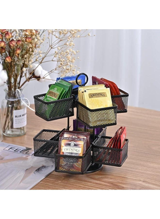 DUNISO Tea Bag Organizer，2 Tier Rotating Tea Bag Organiser, Removable Tea Box with 8 Compartments Tea Bag Holder，Space Saving，for Kitchen Counter, Countertop, Cabinet - Image 3