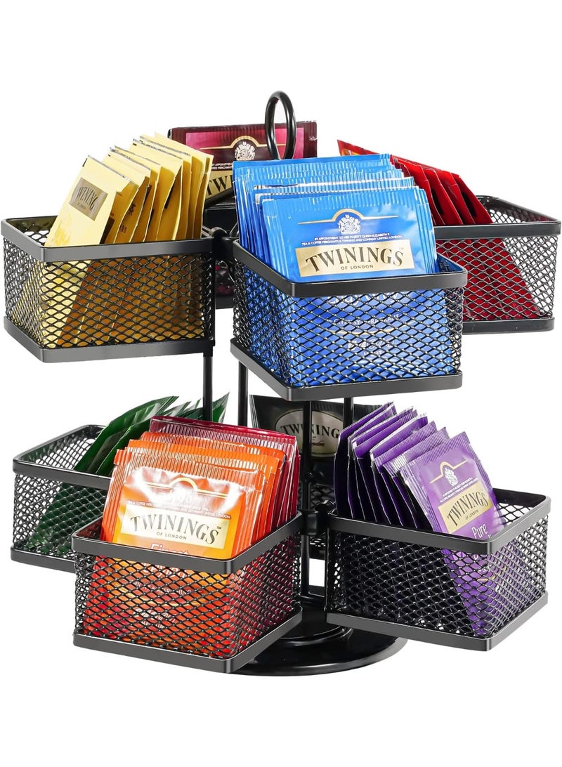 DUNISO Tea Bag Organizer，2 Tier Rotating Tea Bag Organiser, Removable Tea Box with 8 Compartments Tea Bag Holder，Space Saving，for Kitchen Counter, Countertop, Cabinet - Image 1
