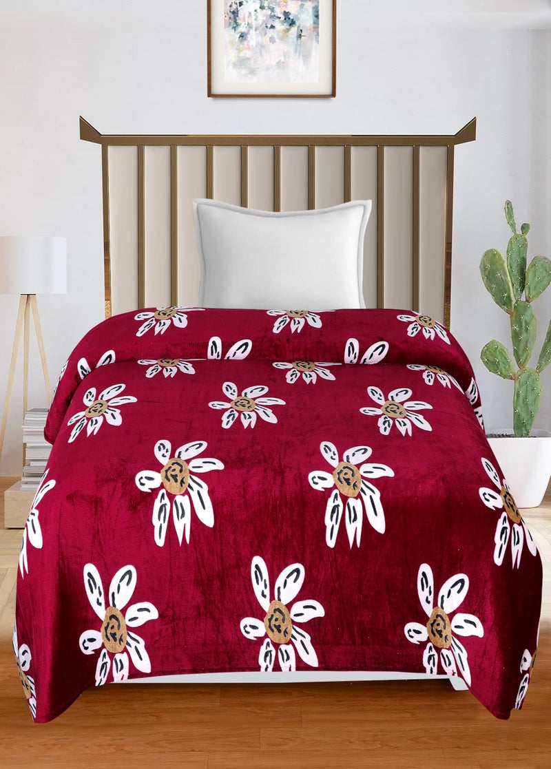 RD TREND® Warm Reversible Quilt Cover Single Bed with Zipper, Duvet Cover Single Bed Soft Flannel (60x90) Inches. (Floral-Red) - Image 1