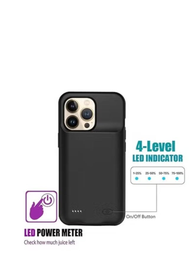 GULFLINK Wireless Protective Charging Case Cover For iPhone 15 Pro 5000mah Black - Image 2