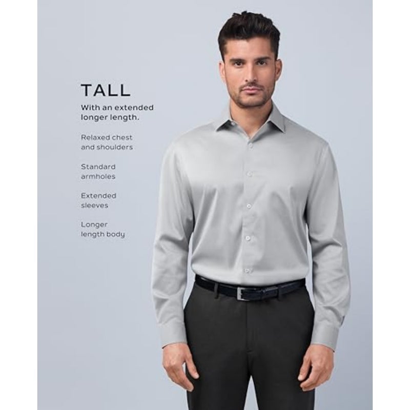 Men's TALL FIT Dress Shirts Poplin Big and Tall - Image 5