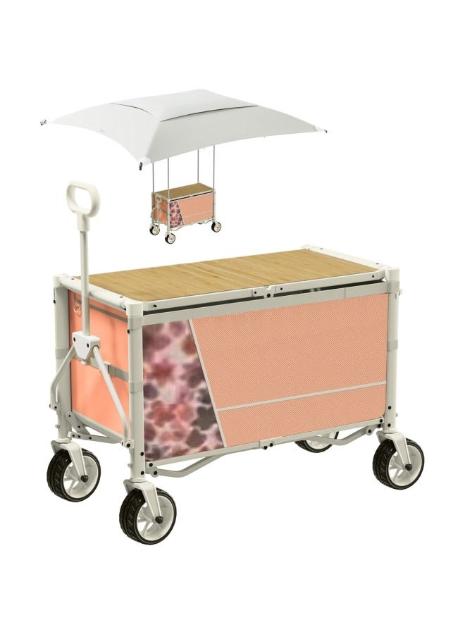 GGEROU Collapsible Wagon Cart with Canopy Tent, Portable Large Capacity Foldable Wagon Cart, Heavy Duty Garden Cart with Wheels for Camping Sports Beach Backyard and Picnics  - Image 1