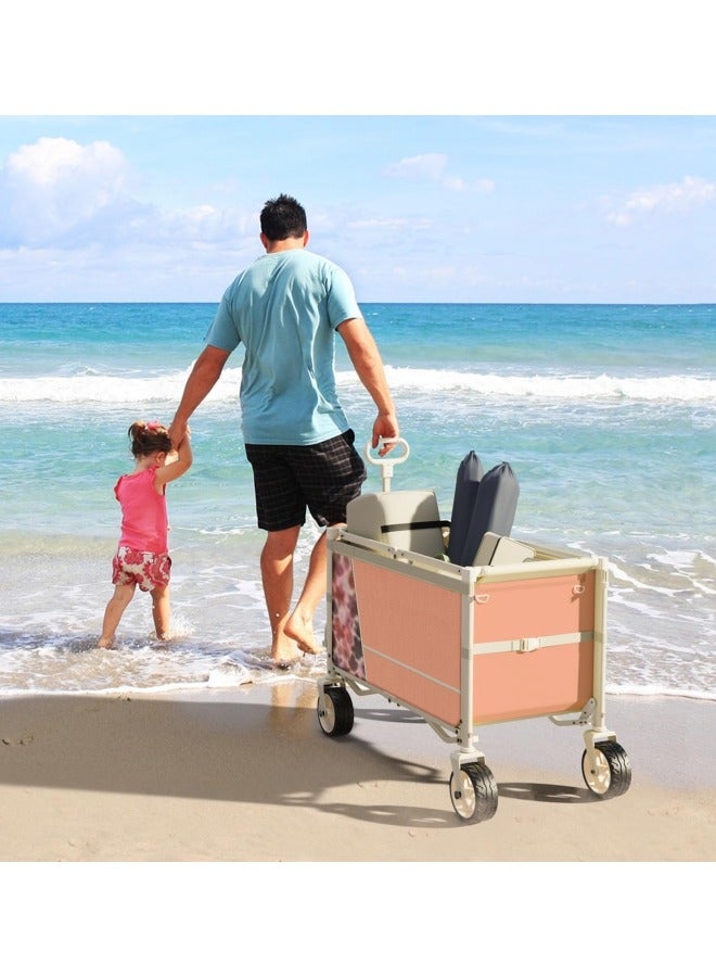 GGEROU Collapsible Wagon Cart with Canopy Tent, Portable Large Capacity Foldable Wagon Cart, Heavy Duty Garden Cart with Wheels for Camping Sports Beach Backyard and Picnics  - Image 5