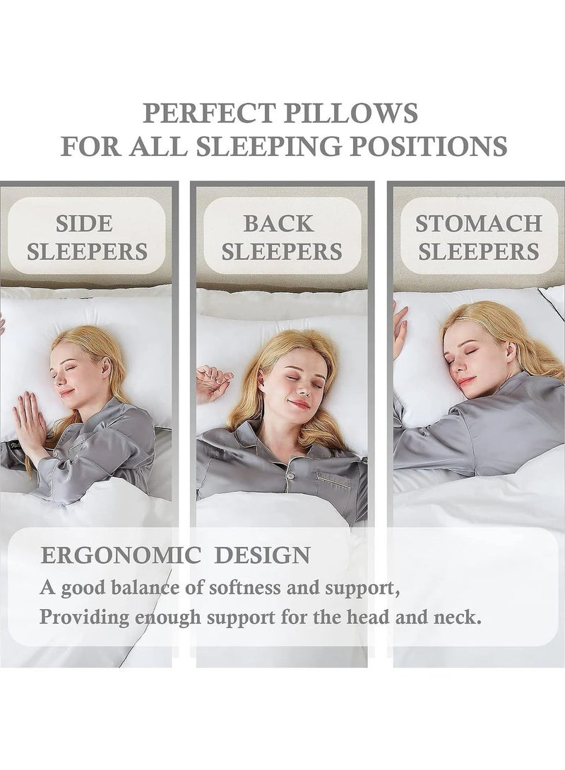 F.A.M.S Hotel Pillow for Sleeping – Medium Firm Support Pillow for Side, Back & Stomach Sleepers, 180 Thread Count Striped Cover, Fast Rebound Shape-Holding Fill, Breathable Design with Black Piping - Image 4