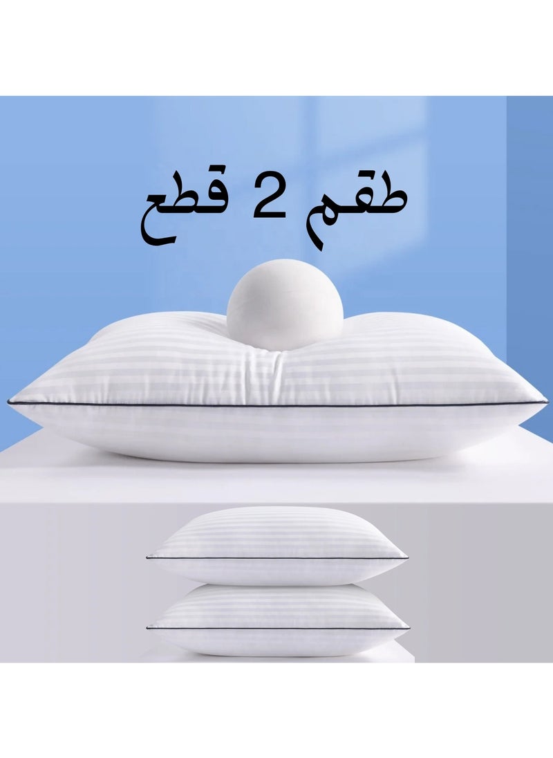 F.A.M.S - Luxury Hotel Pillow | 1500 Gram | 100% Striped Cotton | 70 x 50 | Hotel Collection Bed Pillows Set of 2 - Microfiber Cloud Hotel Pillow - Image 1