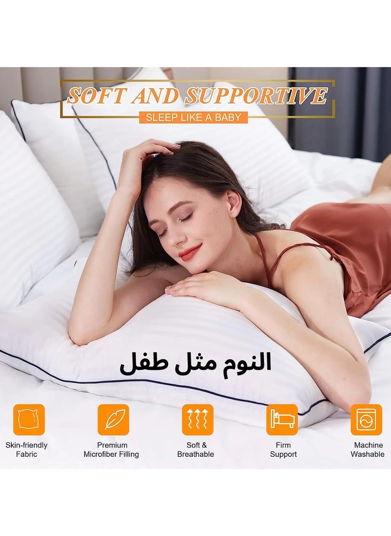 F.A.M.S - Luxury Hotel Pillow | 1500 Gram | 100% Striped Cotton | 70 x 50 | Hotel Collection Bed Pillows Set of 2 - Microfiber Cloud Hotel Pillow - Image 1