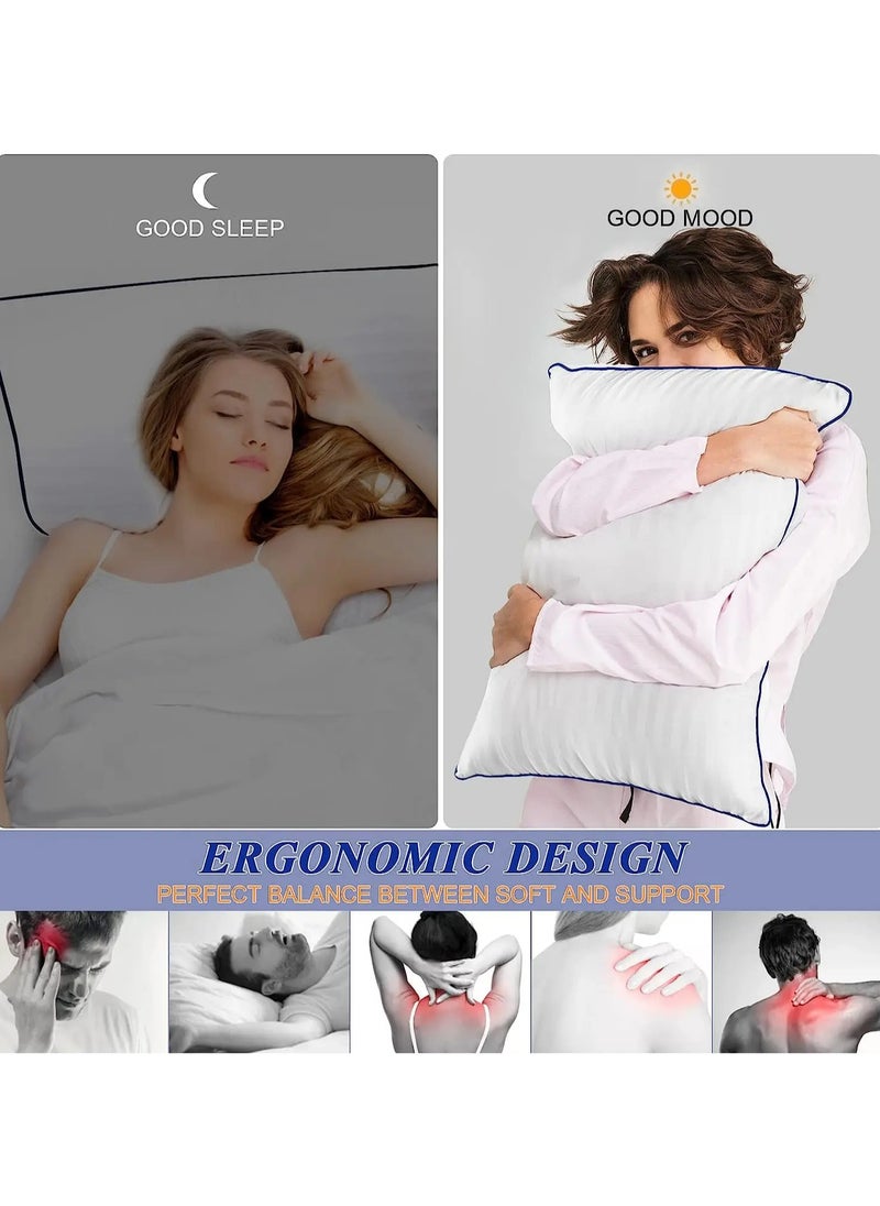 F.A.M.S - Luxury Hotel Pillow | 1500 Gram | 100% Striped Cotton | 70 x 50 | Hotel Collection Bed Pillows Set of 2 - Microfiber Cloud Hotel Pillow - Image 1