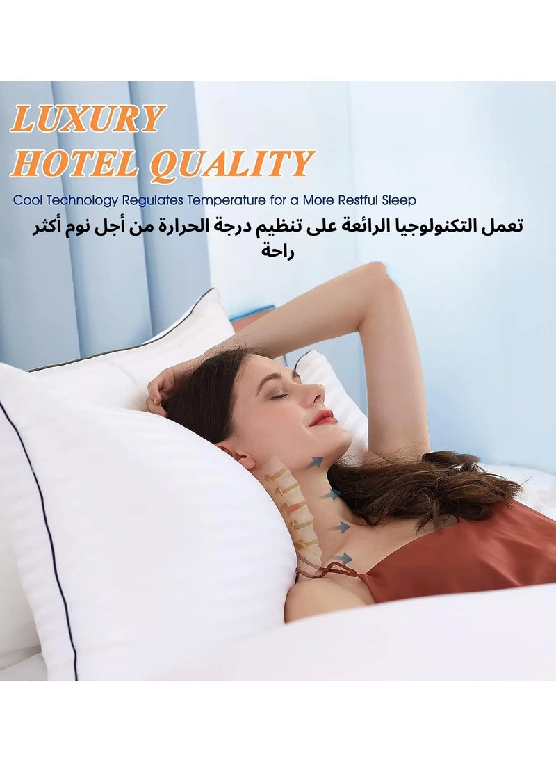 F.A.M.S - Luxury Hotel Pillow | 1500 Gram | 100% Striped Cotton | 70 x 50 | Hotel Collection Bed Pillows Set of 2 - Microfiber Cloud Hotel Pillow - Image 1