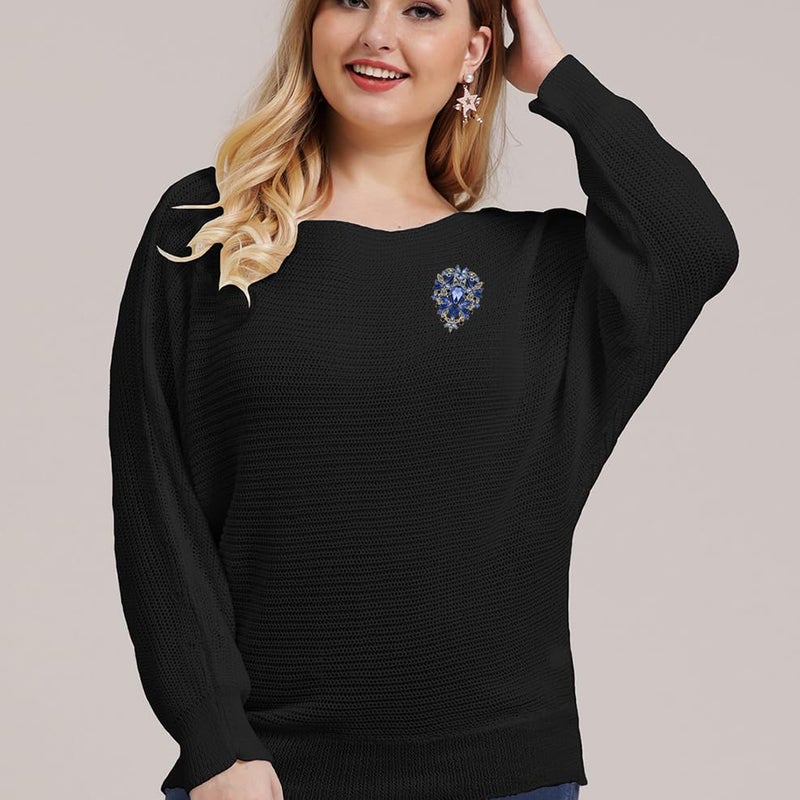 YOQUCOL Vintage Blue Austrian Crystal Rhinestone Leaf Shape Big Large Brooch Pin For Women Gold Tone - Image 3