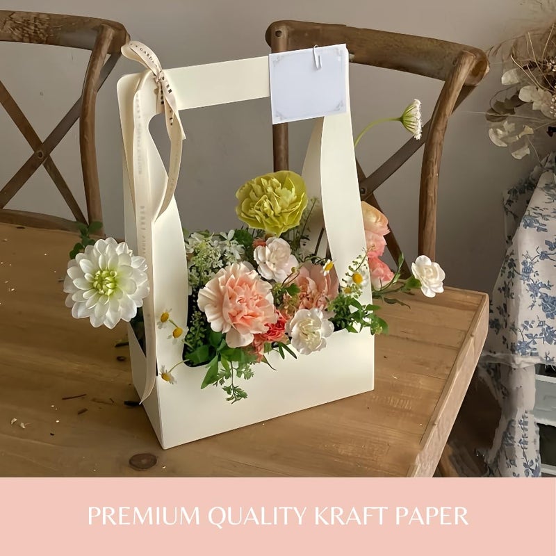 BBJ WRAPS Craft Paper Gift Bags for Flower Bouquet Florist Bouquet Packaging Bag with Handle, 5 Pcs (Black) - Image 2