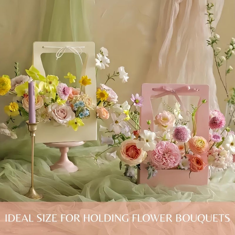 BBJ WRAPS Craft Paper Gift Bags for Flower Bouquet Florist Bouquet Packaging Bag with Handle, 5 Pcs (Black) - Image 5