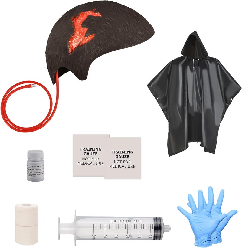 MedEduQuest Wearable Head Wound Simulator Kit Realistic Bleeding Control Training for Medical Students First AidWound Training and Medical Classes  Black - Image 2