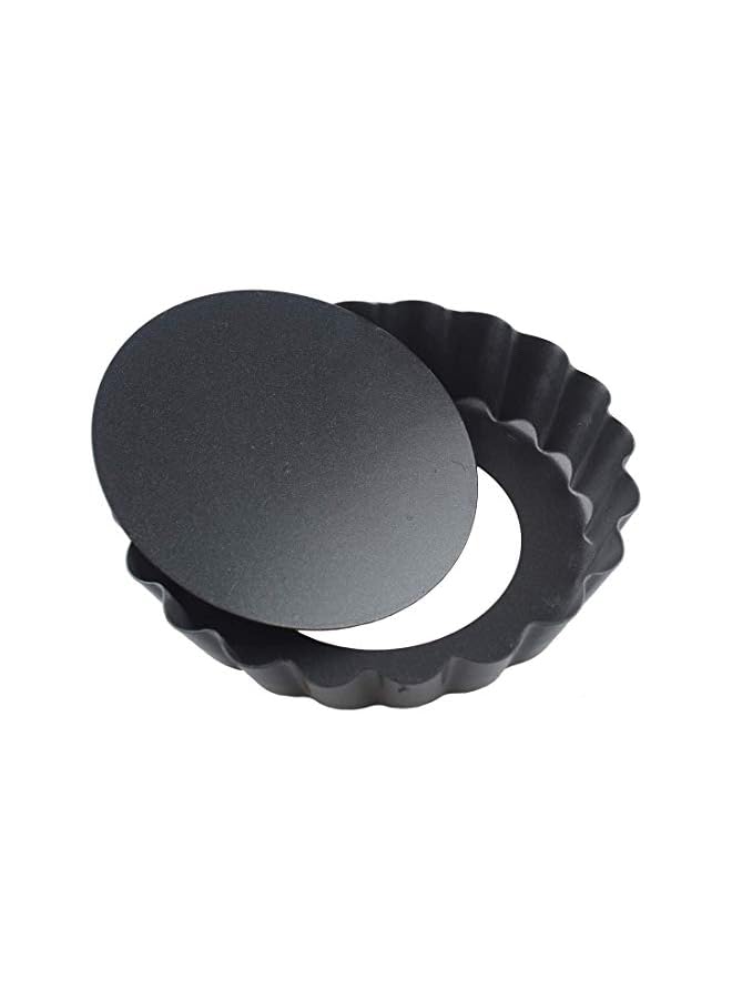 PROMASS 4 Inch Tart Pans, Nonstick Mini Quiche Pan Removable Bottom Tart Pan Cheesecake Pan Tart Mold Set of 6 (Black) - Image 2