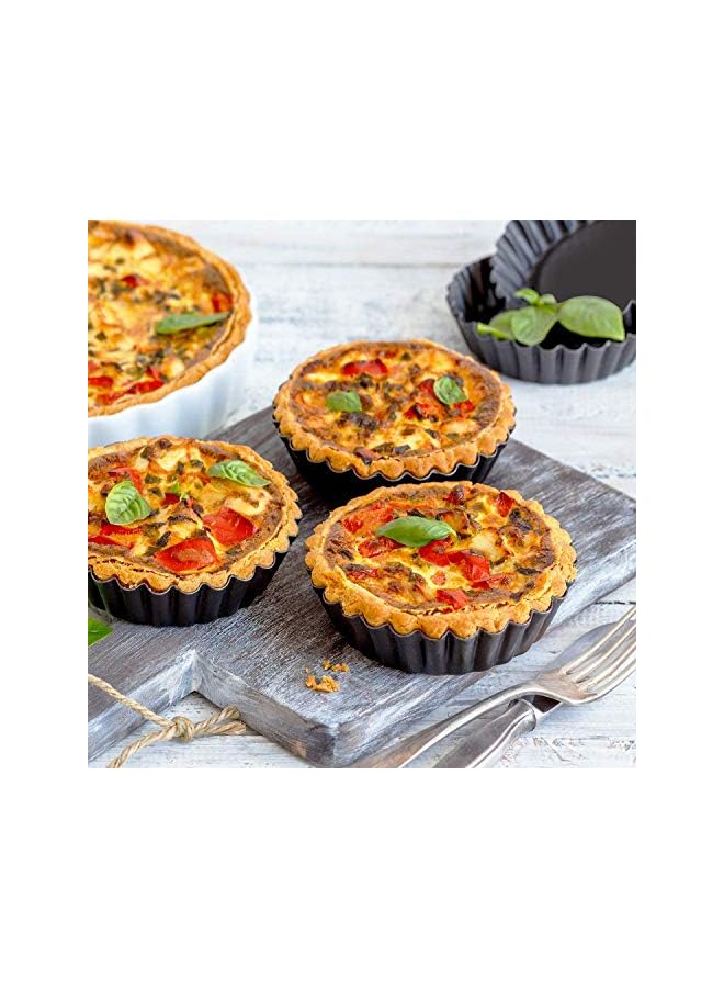 PROMASS 4 Inch Tart Pans, Nonstick Mini Quiche Pan Removable Bottom Tart Pan Cheesecake Pan Tart Mold Set of 6 (Black) - Image 4