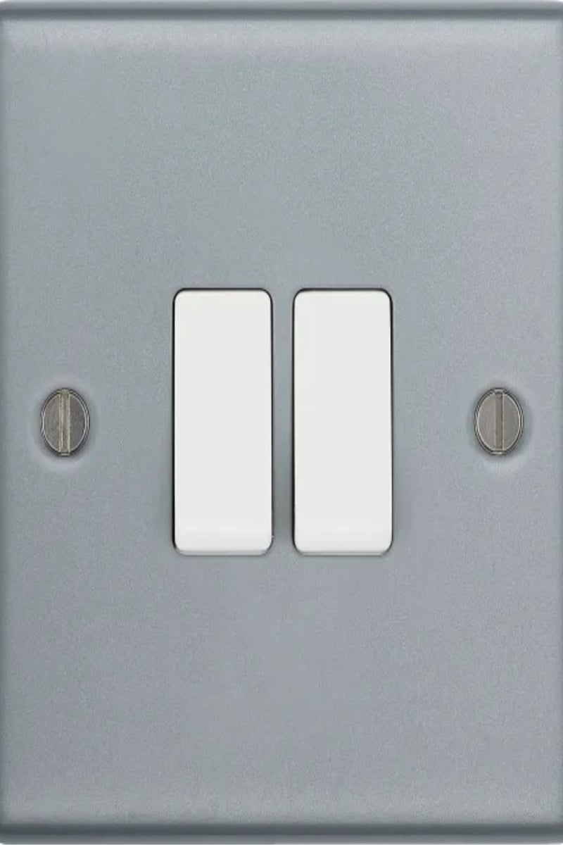 BG Electrical MC542-01 Metal Clad 2-Way 2-Gang Light Switch