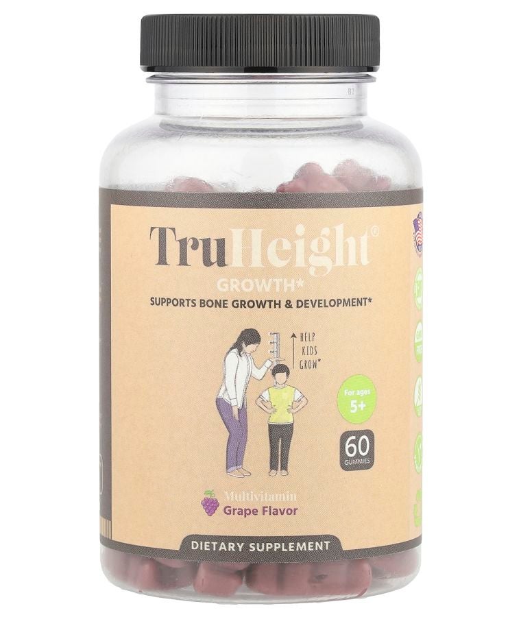 TruHeight  Growth Gummies Multivitamin For Ages 5+ Grape 60 Gummies