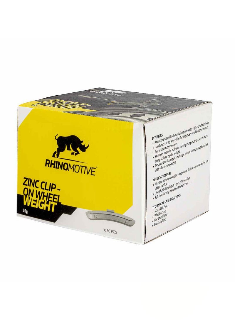 RHINOMOTIVE Automotive Zinc Clip-on Wheel Weight 55g 50Pcs Per Box  - Image 3