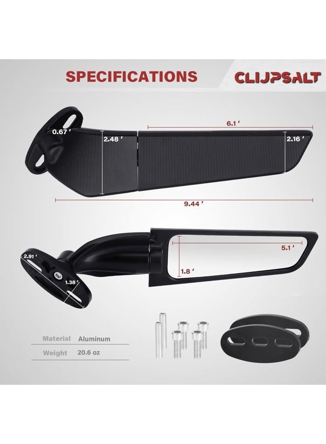 GZDLMoto Angle Wing Rearview Mirror, Racing Motorcycle Adjustable Side Rear View Mirrors, For Honda Kawasaki Suzuki Yamaha Motorcycle (Black, Plus) - Image 5