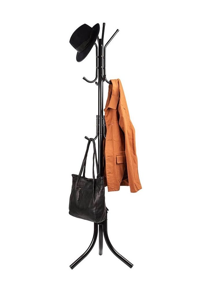 Arabest Standing Metal Coat Rack Hat Hanger 11 Hook for Jacket, Purse, Scarf Rack, Umbrella Tree Stand, Black - Image 1