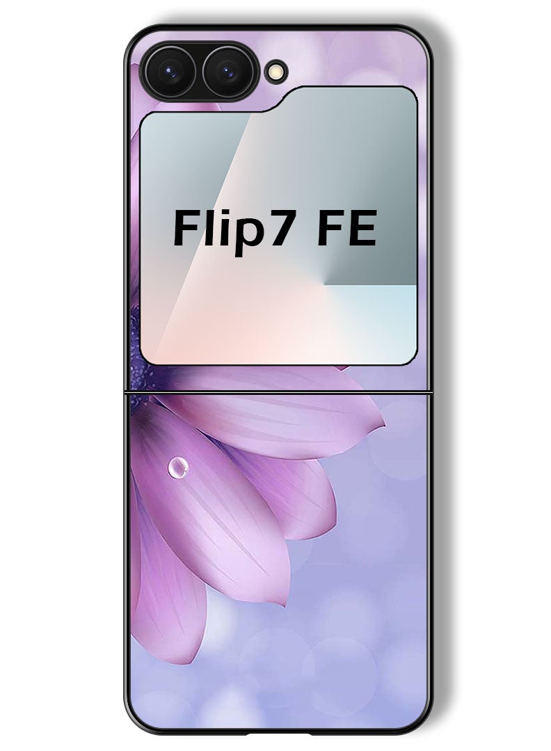 Theodor Case Compatible with Samsung Galaxy Z Flip 7 FE 6.7 Inch Protection Shockproof Bumper Cover Purple Flower - Image 1