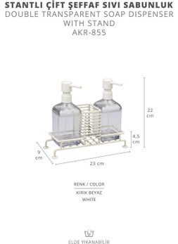 ‎okyanus Home Ocean Home 2-Piece Transparent Liquid Soap Dispenser with White Stand  - Image 5