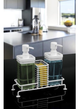 ‎okyanus Home Ocean Home 2-Piece Transparent Liquid Soap Dispenser with White Stand  - Image 1