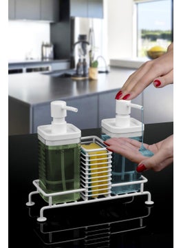 ‎okyanus Home Ocean Home 2-Piece Transparent Liquid Soap Dispenser with White Stand  - Image 2
