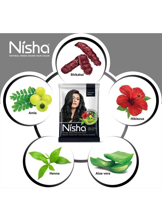 Nisha Natural Henna Based Hair Color (Natural Black) 10GM Pack of 10 - Image 5