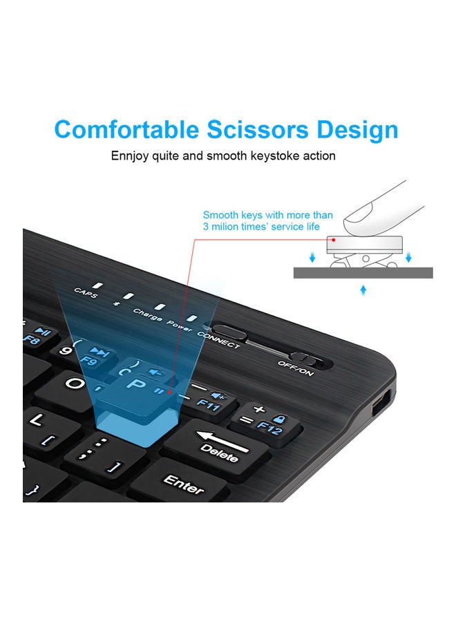 Loquat Ultra-Slim Portable Wireless Bluetooth Keyboard with Mouse Black - Image 3