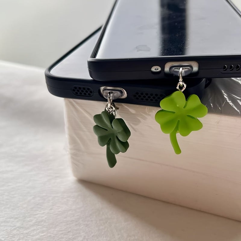 Light Green Four Leaf Clover Dust Plug For Iphone E Reader Type C Port - Image 1