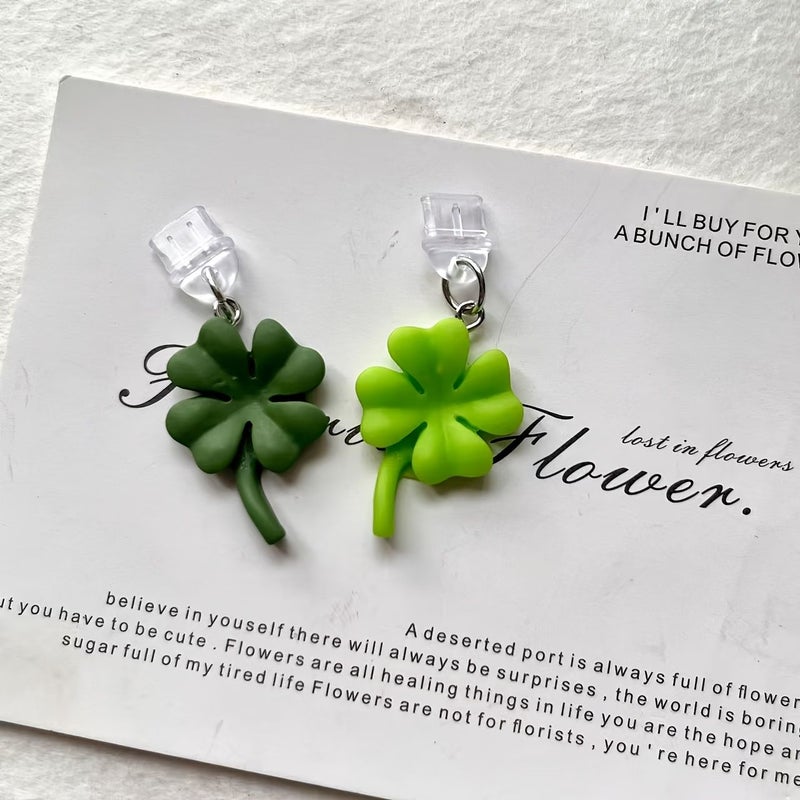 Light Green Four Leaf Clover Dust Plug For Iphone E Reader Type C Port - Image 4