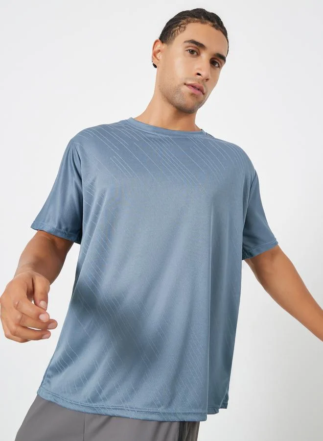 Styli Active Men Blue Printed Training T-Shirt