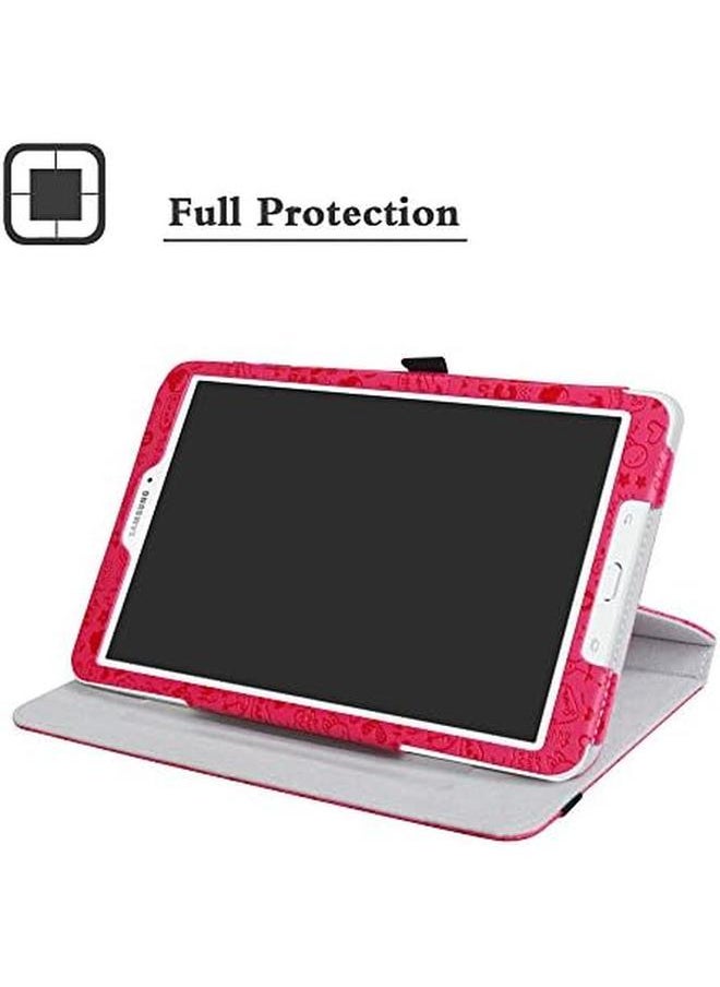 erorex - Samsung Galaxy Tab E 9.6 Case 360 Degree Rotation Stand Pu Leather With Pattern Cover For 9.6 Samsung Galaxy Tab E 9.6 T560 Tablet Rose Red - Image 1