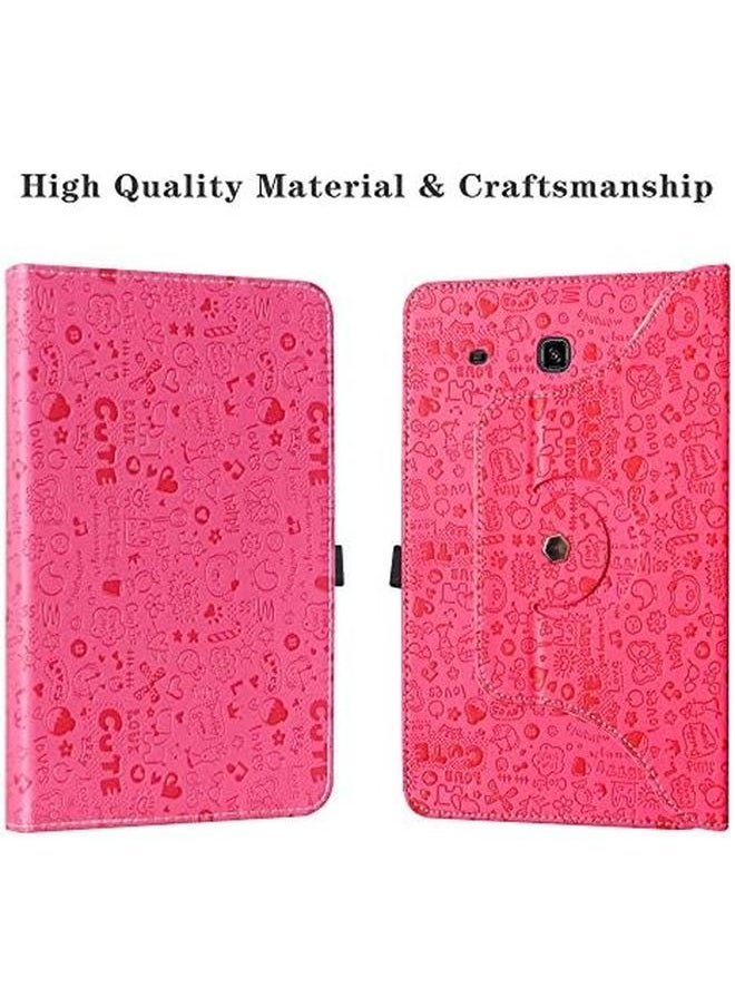 erorex - Samsung Galaxy Tab E 9.6 Case 360 Degree Rotation Stand Pu Leather With Pattern Cover For 9.6 Samsung Galaxy Tab E 9.6 T560 Tablet Rose Red - Image 1