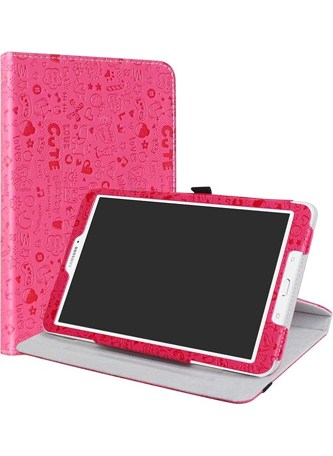 erorex - Samsung Galaxy Tab E 9.6 Case 360 Degree Rotation Stand Pu Leather With Pattern Cover For 9.6 Samsung Galaxy Tab E 9.6 T560 Tablet Rose Red - Image 1