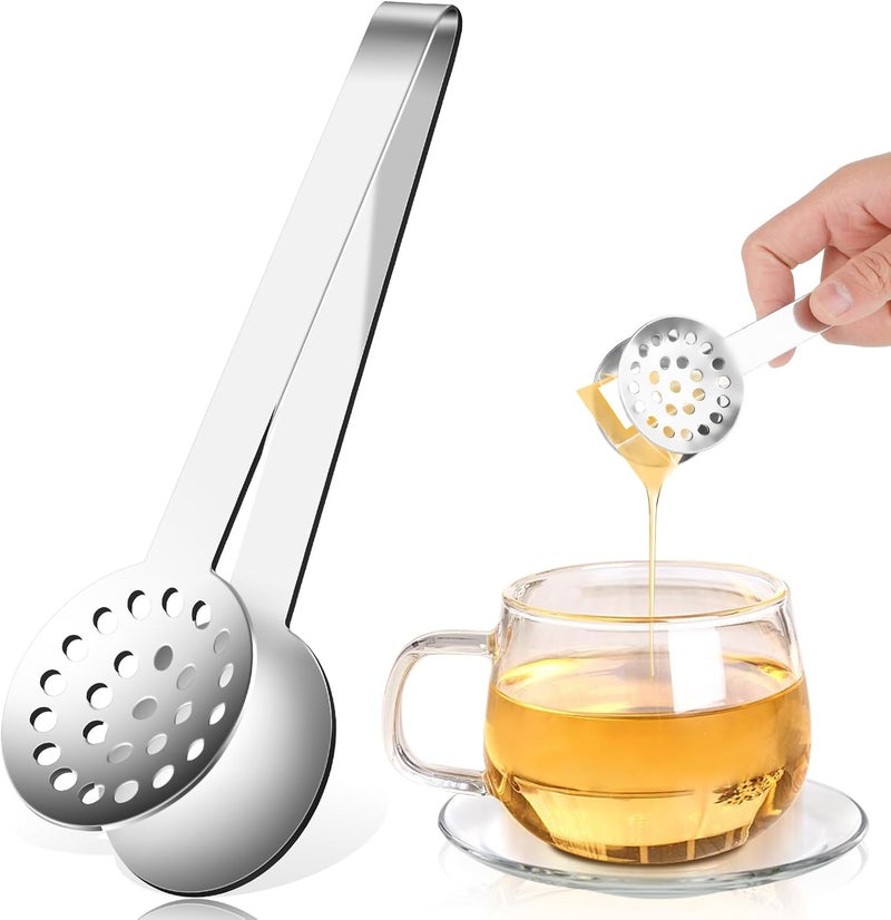 Aeaocvo Metal Tea Bag Squeezer tool, Stainless Steel Tea Tongs Tea Filter Coffee Spoon Clamp Teabag Squeezer for Gripping Loosing Ice Sugar Lemon Slice - Image 1