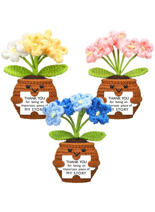 Wavwavw 3 Pcs Valentine's Day Teacher Appreciation Gifts Positive Handmade Crochet Doll Thank You for Helping Me Grow Gifts for Women Men Teacher End of Year(Puzzle Forget Me Not) - Image 1