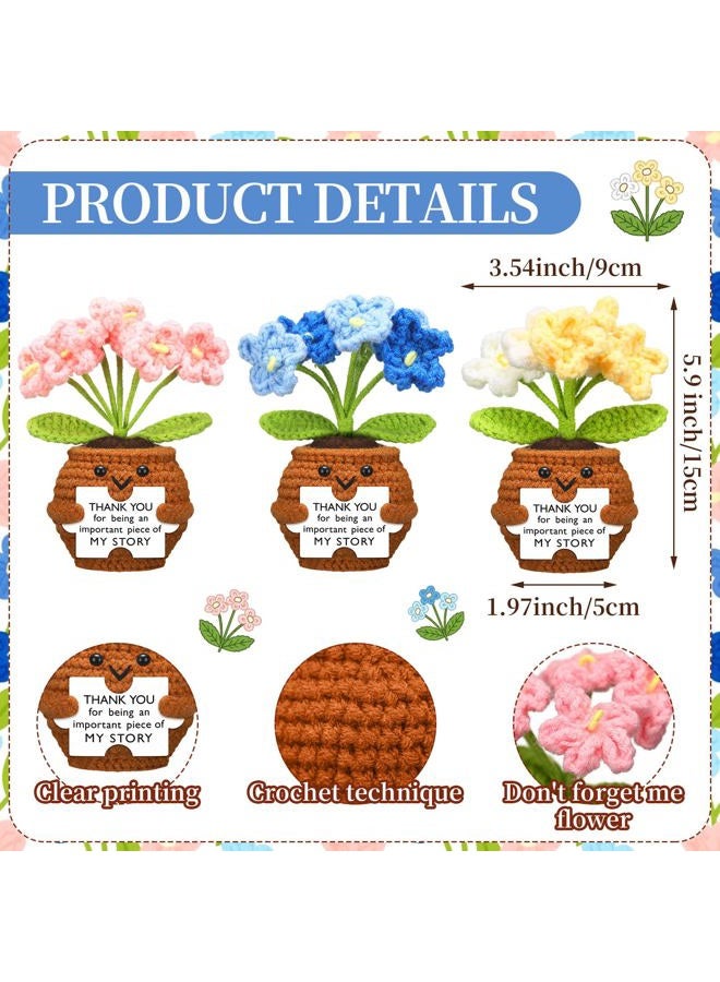 Wavwavw 3 Pcs Valentine's Day Teacher Appreciation Gifts Positive Handmade Crochet Doll Thank You for Helping Me Grow Gifts for Women Men Teacher End of Year(Puzzle Forget Me Not) - Image 2