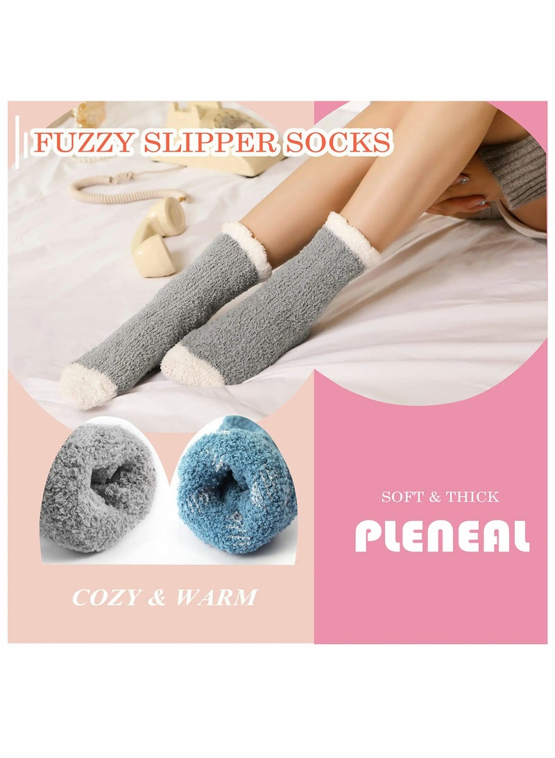 Cozy Fuzzy Socks for Women, 7 Pairs of Super Soft and Warm Coral Fleece Slipper Socks for Winter Home - Image 5