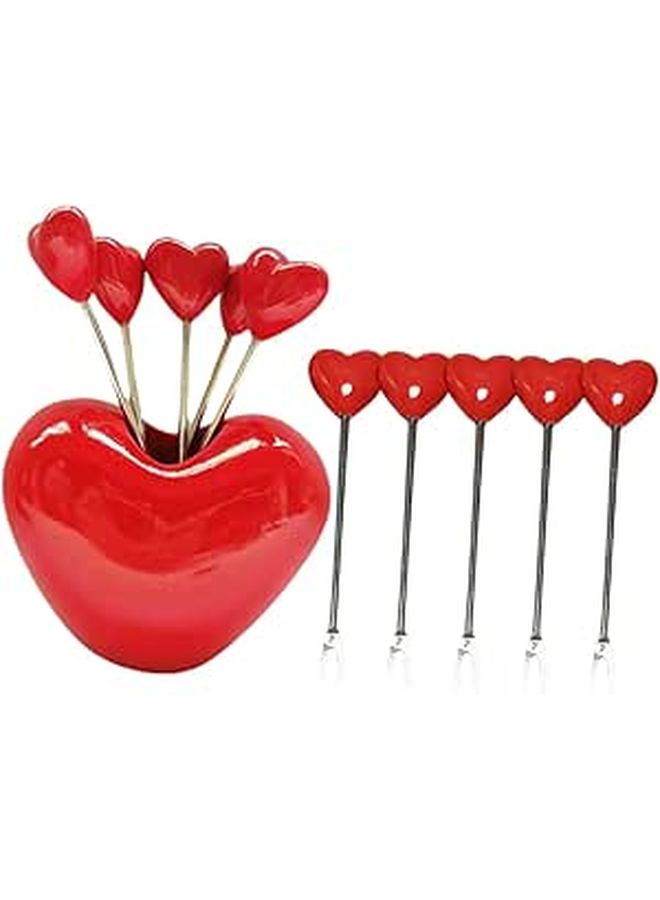 Stainless Steel Mini Dessert Fork Set 10 Pieces Heart Base For Cake Fruit Parties - Image 1