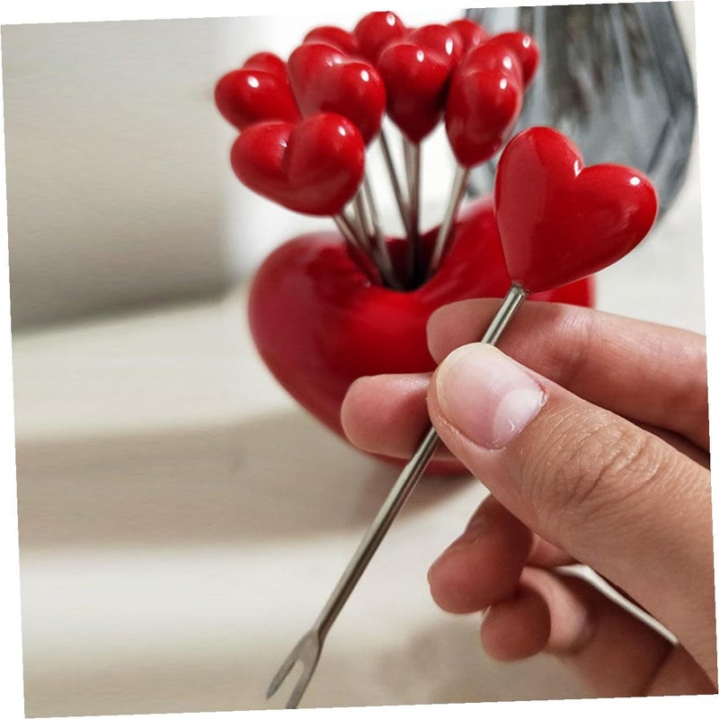Stainless Steel Mini Dessert Fork Set 10 Pieces Heart Base For Cake Fruit Parties - Image 4