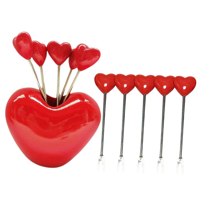 Stainless Steel Mini Dessert Fork Set 10 Pieces Heart Base For Cake Fruit Parties - Image 2