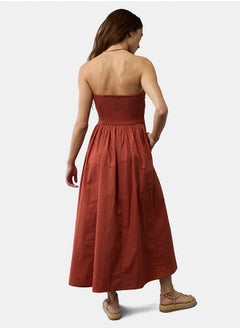 American Eagle AE Strapless Ruched Poplin Midi Dress  - Image 3