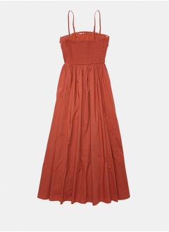 American Eagle AE Strapless Ruched Poplin Midi Dress  - Image 5
