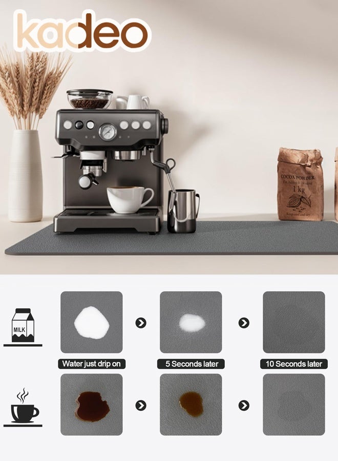 kadeo Dish Drying Mat for Kitchen Counter, Dish Drying Pad with Non-slip Rubber Backed, Hide Stain Anti Absorbent for Kitchen Counter, Drying Mat for Coffee Machine Dish Rack - Image 5