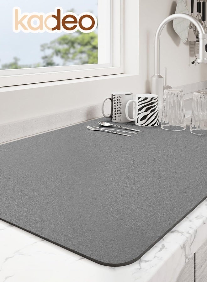 kadeo Dish Drying Mat for Kitchen Counter, Dish Drying Pad with Non-slip Rubber Backed, Hide Stain Anti Absorbent for Kitchen Counter, Drying Mat for Coffee Machine Dish Rack - Image 1