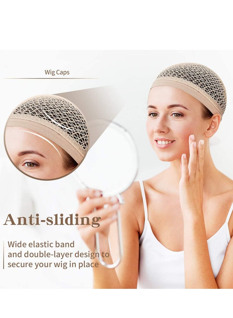 SYOSI Wig Caps Net for Long Hair Fishnet Women Natural Nude Nylon Mesh Strength Light Brown 3 Pieces  - Image 4
